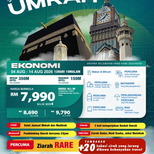 Istimewa Ziarah Umrah (Ekonomi) Musim 2026 / 1447H (OGOS 2026)
