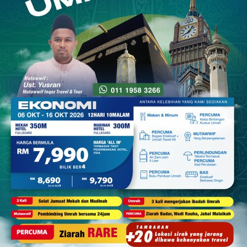 Istimewa Ziarah Umrah Maulidur Rasul (Ekonomi) Musim 2026 / 1447H (OKTOBER 2026)