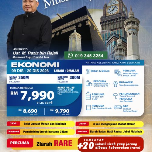 Istimewa Ziarah Umrah Musim Sejuk (Ekonomi) Musim 2026 / 1447H (DISEMBER 2026)